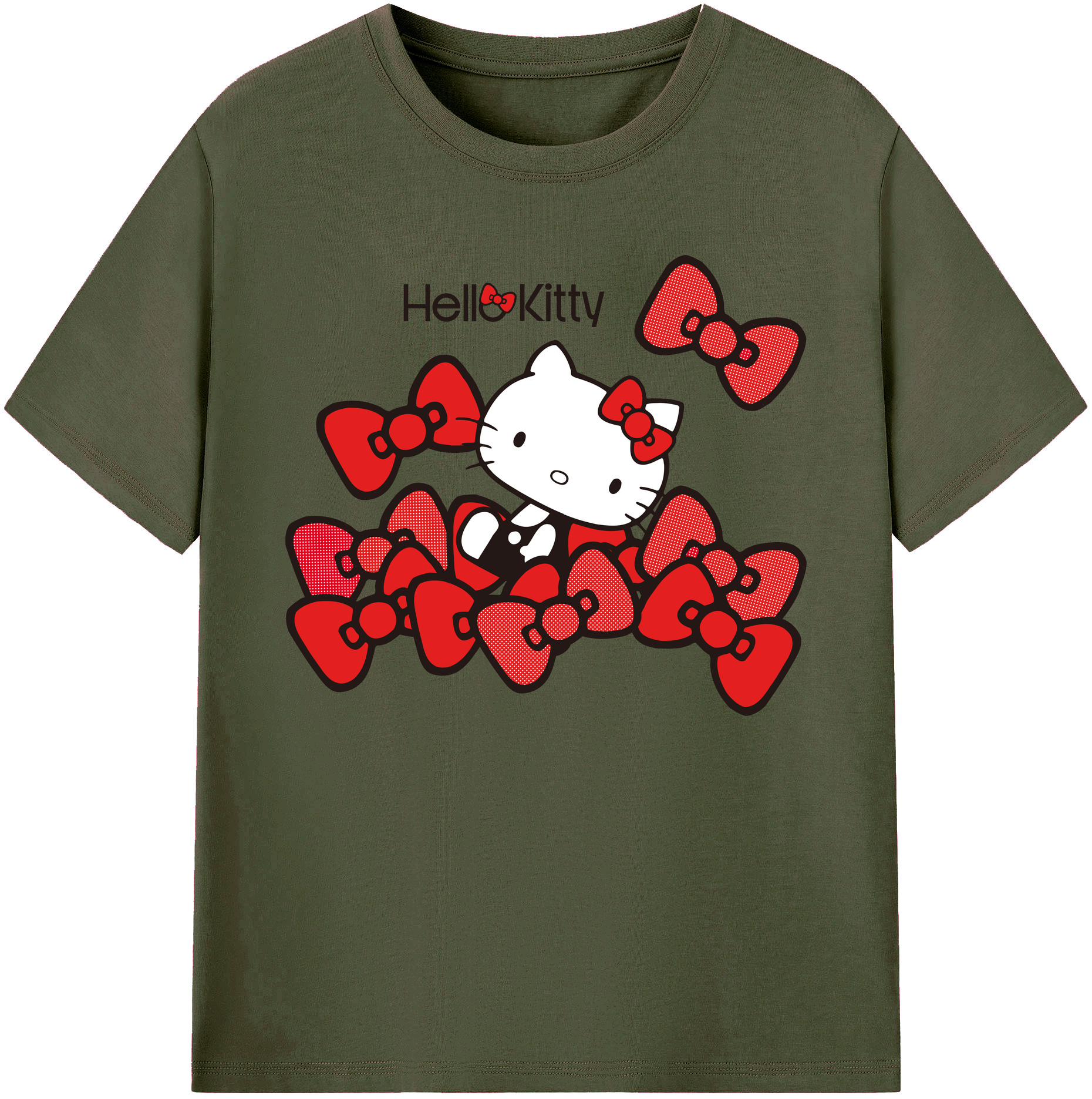 （画像用） Hello Kitty ハローキティ 綿100％ メンズ半袖Tシャツ｜肌触りやわらか＆通気性